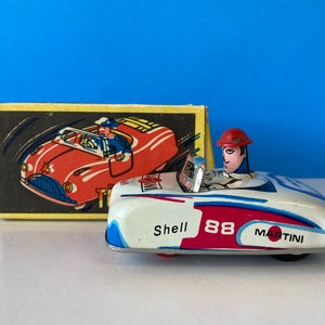 Tin Litho Race Car Hungarian W Box
