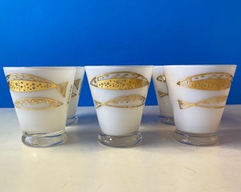 Set Of 6 Fred Press Fish Cocktail Glasses