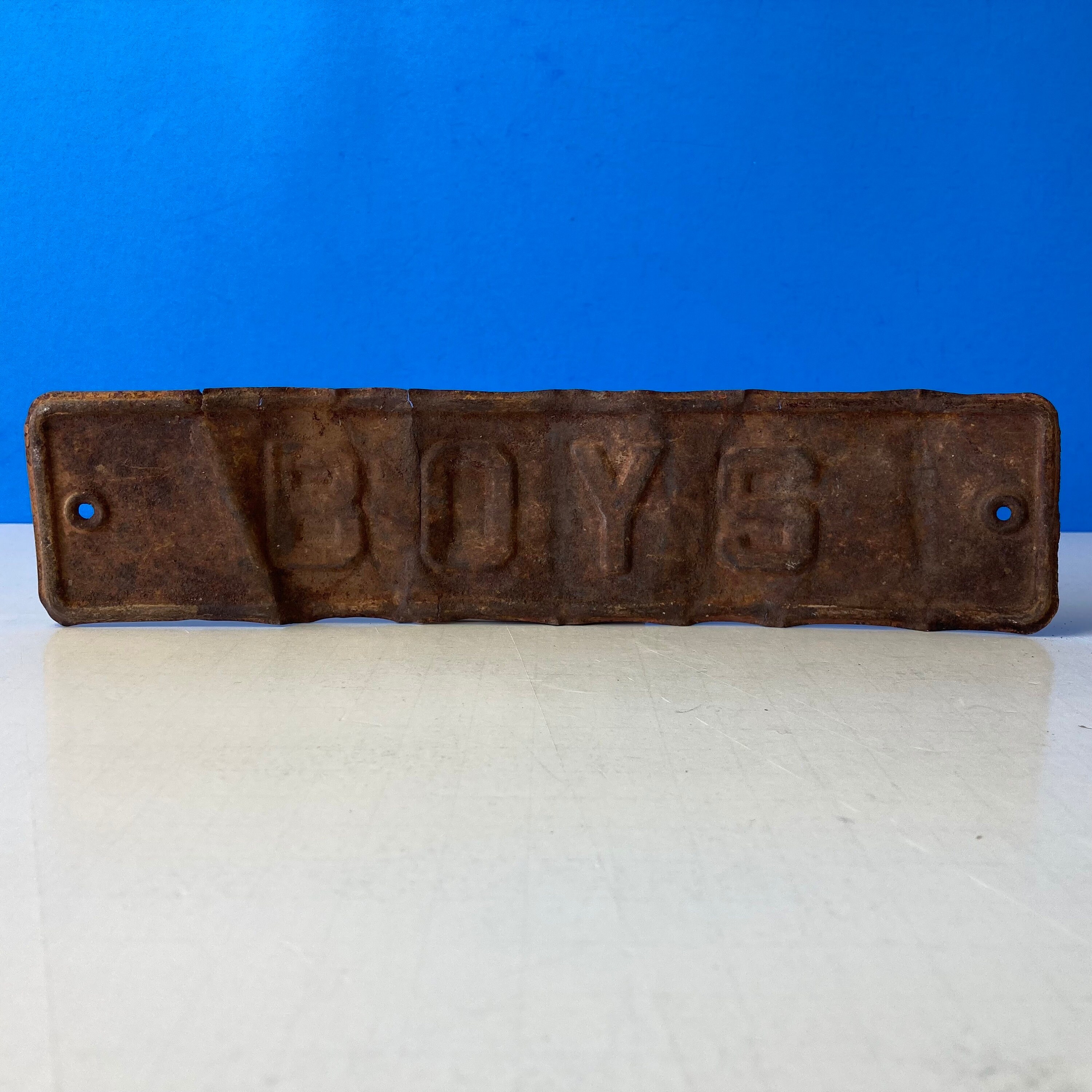 Vintage Embossed BOYS Door Sign Extremely Weathered