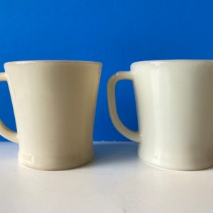 Pair Fire King Ivory Flat Bottom Mugs