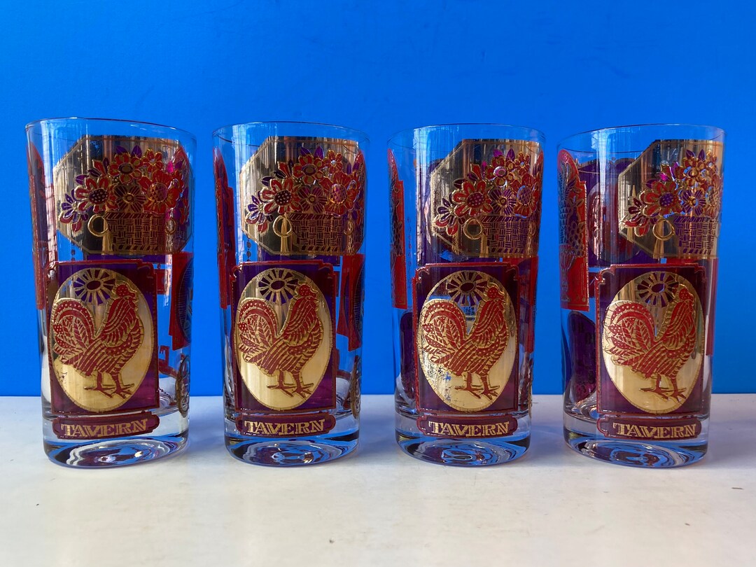 Set 4 Culver Glasses Etsy