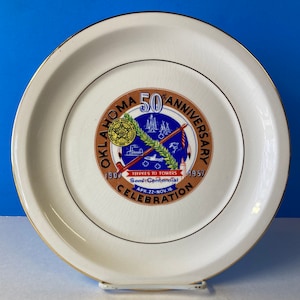 Oklahoma Semi-Centennial Souvenir Plate
