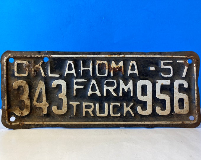 1957 Oklahoma Farm Truck License Plate Etsy