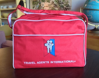 Vintage Travel Agents International Red Canvas Bag