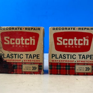 Vintage Scotch Brand Plastic Tape  NOS Red and White