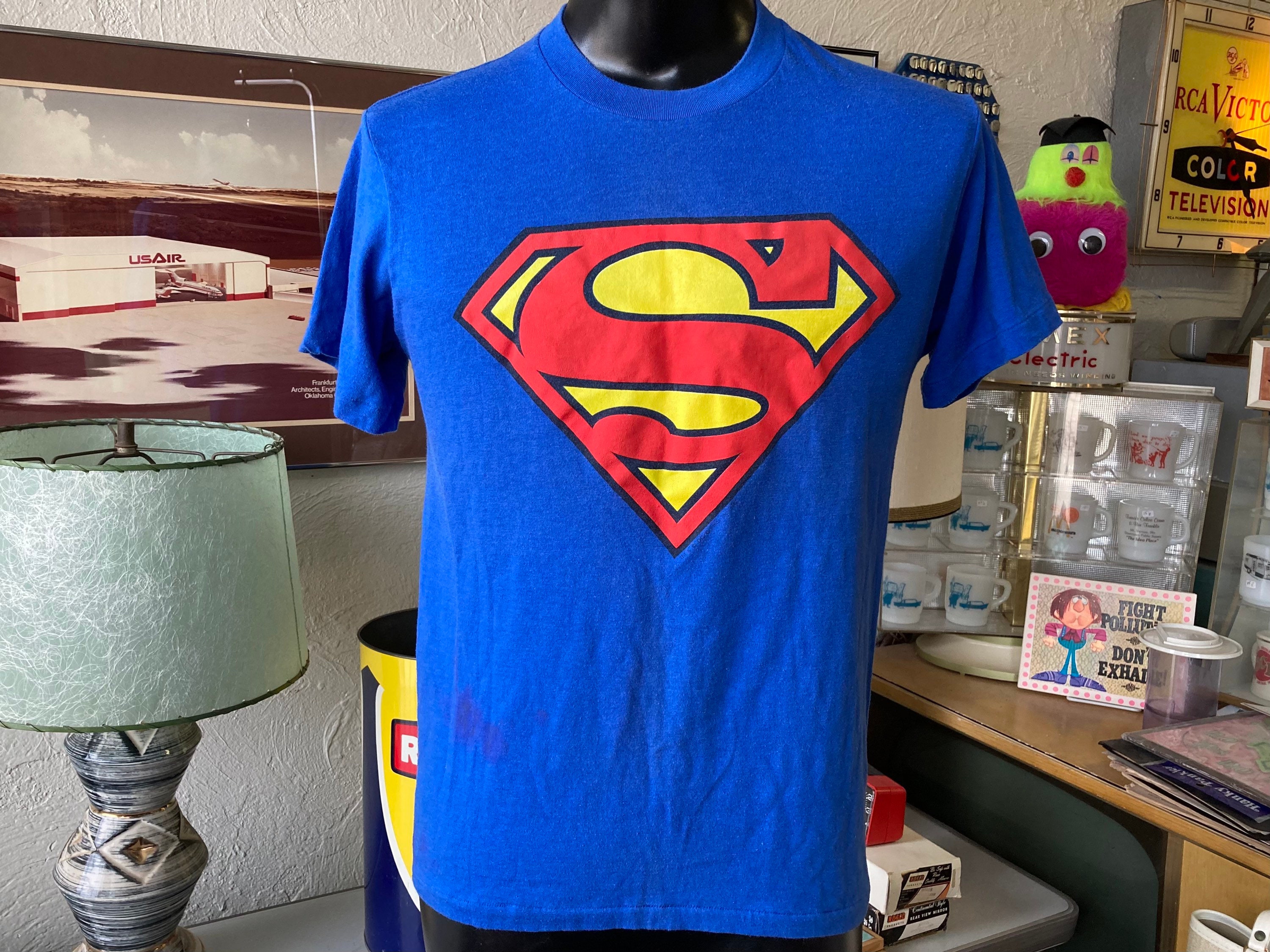 Superman Logo - Camiseta vintage para hombre, color azul marino