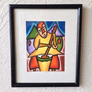 Vintage lebendige afrikanische Ölgemälde
