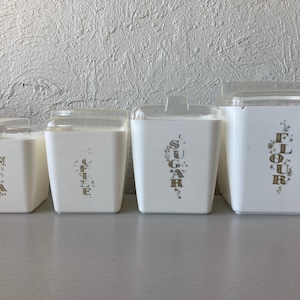 Set 1960&#39;s Plastic Canisters Clear Deksels