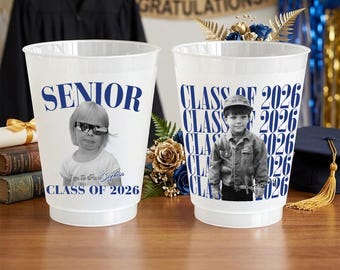 Personalized Graduation Frosted Cup, Custom Photo Cup for Senior, Class of 2026 Party Favor, Grad Gift