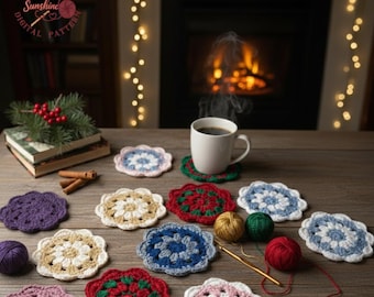 Crochet Coaster Pattern PDF – Floral Mug Rug Tutorial (Digital Download)