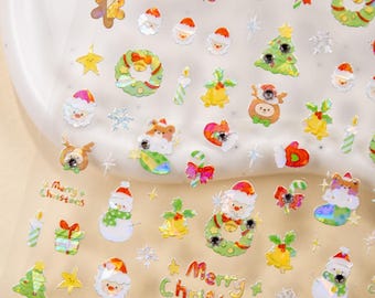 Holly Jolly Christmas Nail Stickers, 3D Nail Decals