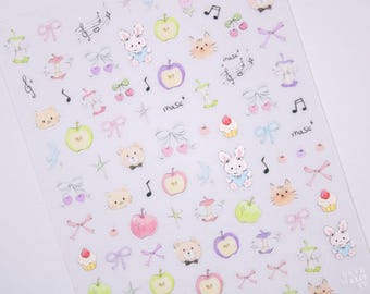 Musical Animal Nail Stickers, 3D Nail Decals
