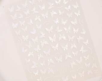 Shimmer Butterfly Nail Stickers, 3D Nail Decals