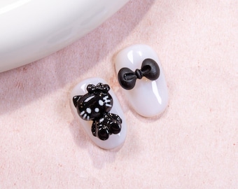 Black Kitty Nail Charms (2pc)