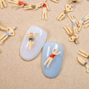 Tiny Swimmer Nail Charms (10pc): Colorful 3D Summer Nail Art image 1