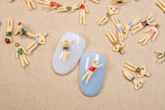 Tiny Swimmer Nail Charms (10pc): Colorful 3D Summer Nail Art