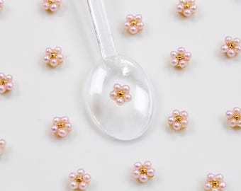 Pearl Blossom Nail Charms (10pc)- Elegant Flower Design