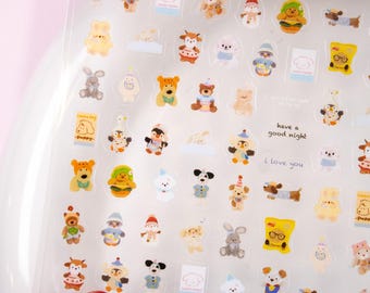 Winter Animal Friends Nail Stickers, 3D Kawaii Nail Decals