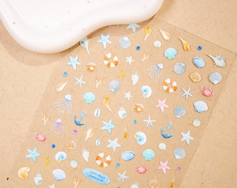 Pegatinas para uñas Ocean Breeze, calcomanías 3D para uñas