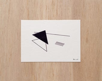 Lámina minimalista estampada con lámina metálica – Arte mural en papel de cáñamo repujado (A7) / Matcha Date