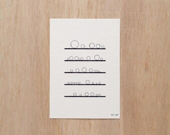 Lámina minimalista estampada con lámina metálica – Papel de cáñamo repujado para pared (A7) / Escaparate