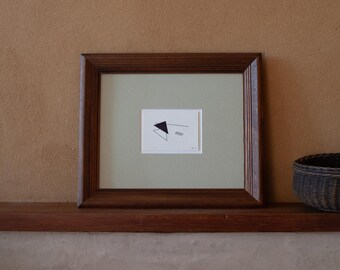 Lámina minimalista estampada con lámina metálica – Arte mural en papel de cáñamo repujado (A7) / Matcha Date