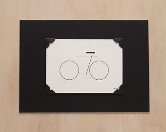 Lámina minimalista estampada con lámina metálica – Arte mural en papel de cáñamo repujado (A7) / PDX Ride