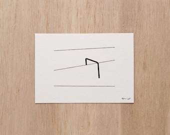 Lámina minimalista estampada con lámina metálica – Papel de cáñamo repujado para pared (A7) / Estilo costero