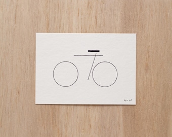 Lámina minimalista estampada con lámina metálica – Arte mural en papel de cáñamo repujado (A7) / PDX Ride