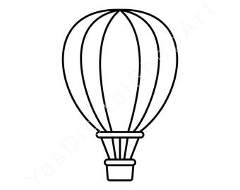 Einfacher Heißluftballon Umriss SVG PNG, Vektor-Schnitt-Datei, Heißluftballon Silhouette Clipart, Png Dxf Eps