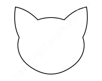 Simple Cat Head Outline SVG PNG, Vector Cut file, Cat Head Silhouette Clipart, Png Dxf Eps