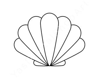 Simple Seashell Outline SVG PNG, Vector Cut file, Seashell Silhouette Clipart, Png Dxf Eps