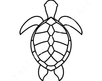 Simple Sea Turtle Outline SVG PNG, Vector Cut file, Ocean Sea Turtle Silhouette Clipart, Png Dxf Eps