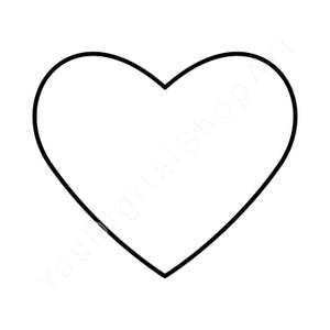 Simple Heart Outline SVG PNG, Vector Cut file, Heart Silhouette Clipart, Png Dxf Eps