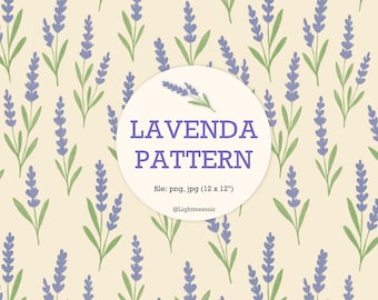 Lavender Seamless Pattern, Botanical Floral Digital Paper, Purple Flower Scrapbook Background, Spring Garden Printable, Cottagecore Pattern