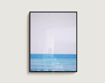 Ocean Foam Photography Print: Minimalist Blue Sea Coastal Wall Art (Digital Download)