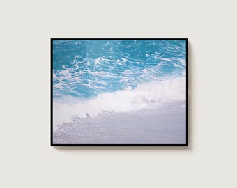 Ocean Foam Photography Print: Minimalist Blue Sea Coastal Wall Art (Digital Download)