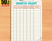 kids growth chart printable | Height charts | digital download | Nursery decor | Gift for baby | PDF