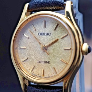 Vintage 1999 [N MINT] Seiko Exceline 2J41-0040 Gold Qz 21mm Womens