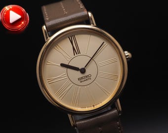Vintage 1998 Seiko 5Y30-6000 gouden wijzerplaat Romeinse Qz 29 mm dameshorloge JAPAN