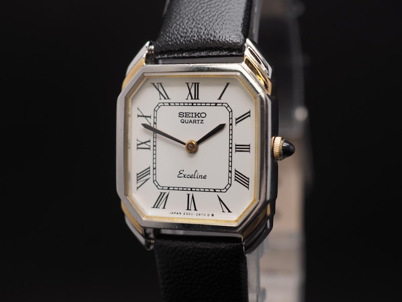 US Duty Paid 1981 N MINT Seiko Exceline 2320-6440 Two-Tone Roman Qz 22mm Women Watch Japan image 2