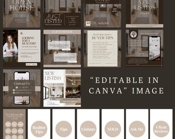 Modelli di copertine per post e highlight di Instagram per immobili / Modelli per social media di Canva Realtor / Design di lusso minimalista (pacchetto piccolo)