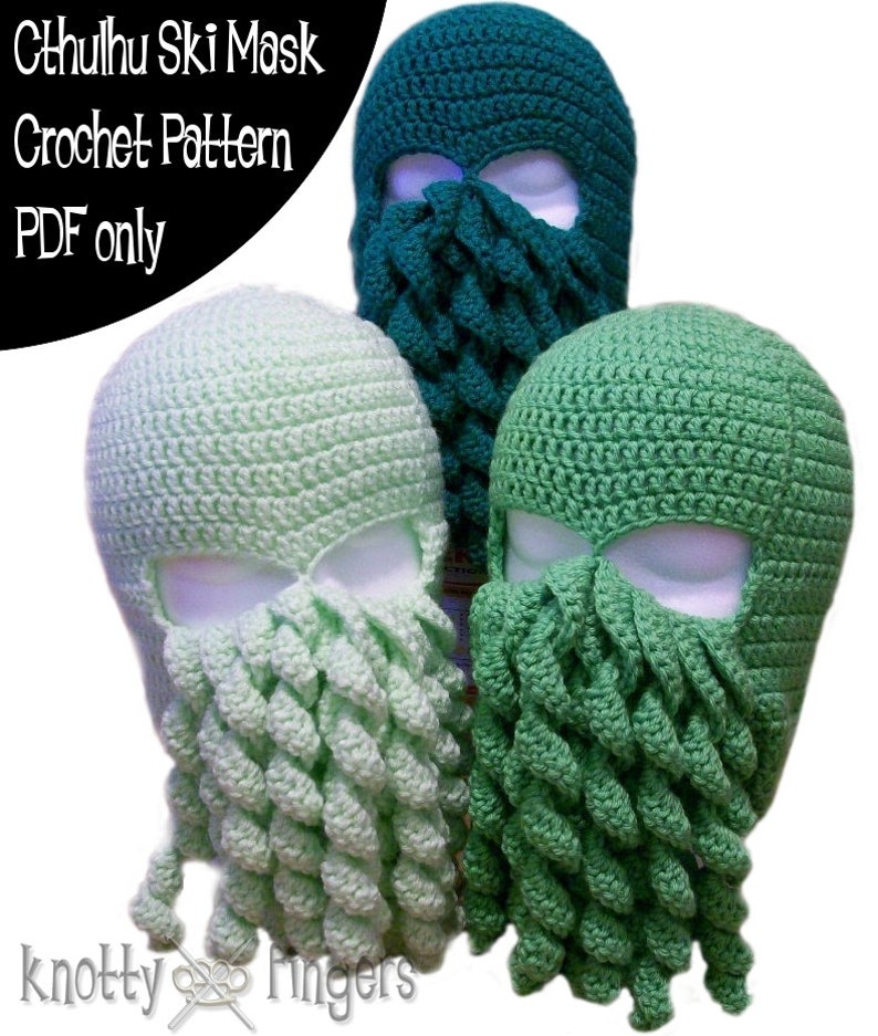 Crochet Pattern Cthulhu Ski Mask PDF file only image 1