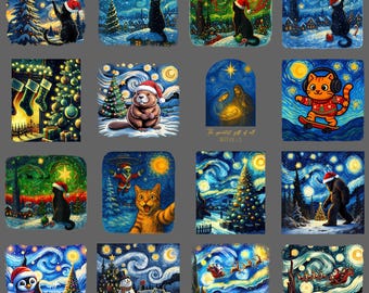 Christmas Starry Night Van Gogh PNG, Funny Sarcastic Holiday Quote Clipart, Slay Festive Humor Sublimation Design, Digital Download