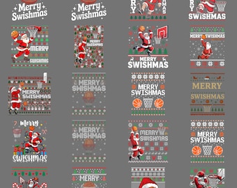 Merry Swishmas Basketball Christmas PNG – Funny Sports Holiday Humor Clipart, Santa Sublimation