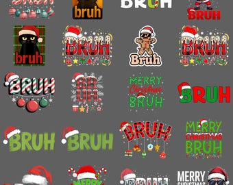 Bruh Merry Christmas PNG - Funny Sarcastic Holiday Quote Clipart, Santa Xmas Humor Slay Sublimation Design