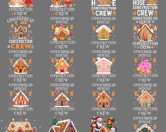 Gingerbread House Construction Crew PNG, Decorating Baking Christmas Clipart, Funny Holiday Sublimation Digital Download