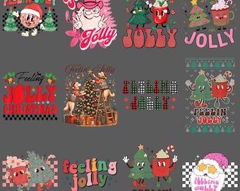 Feeling Jolly Retro Christmas PNG, Funny Holiday Humor Clipart, Sublimation Digital Download