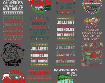 Jolliest Bunch Of Assholes Christmas PNG – Funny Holiday Humor Clipart, Naughty Xmas Sublimation Download