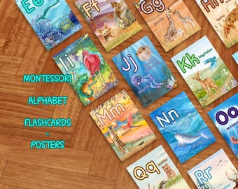 Natur ABC Karteikarten | Montessori | Aquarell | Homeschool Vorschule Alphabet Printables | Morgenkorb | Poster | DIGITALER Download